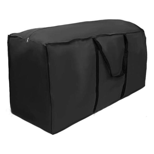 Rectangular waterproof storage bag for cushions, dark gray/black, with reinforced sides