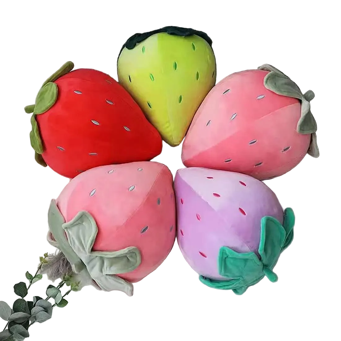 Strawberry Plush Toy  Cute Kawaii Fruit Plushie Cushion 25cm