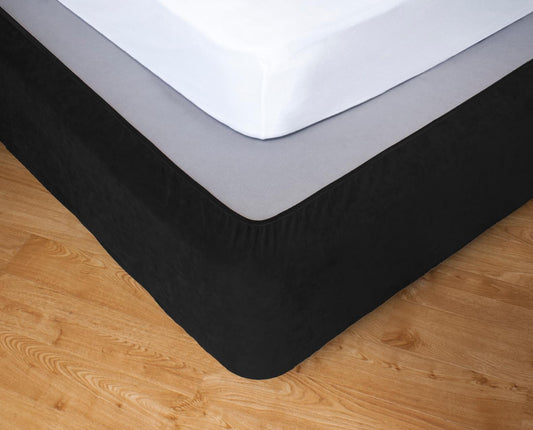 Black stretch valance with elasticized top edge and gathered corners