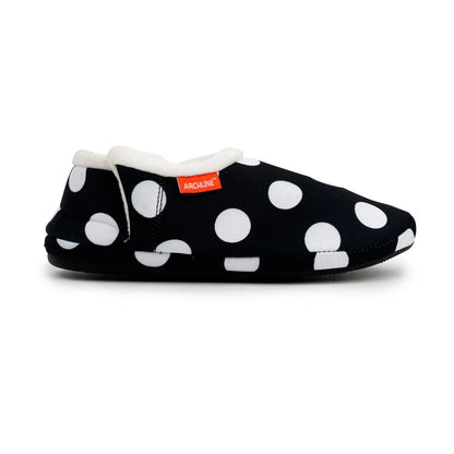 Archline Orthotic Slippers Closed – Black/White Polkadots (Womens)