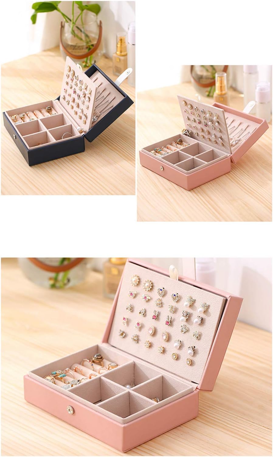 Stylish and Functional PU Leather Jewelry Storage Box for Organized Accessories