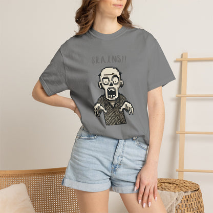 Pixel Zombie 'BRAINS!!' T-Shirt  By Aprasi