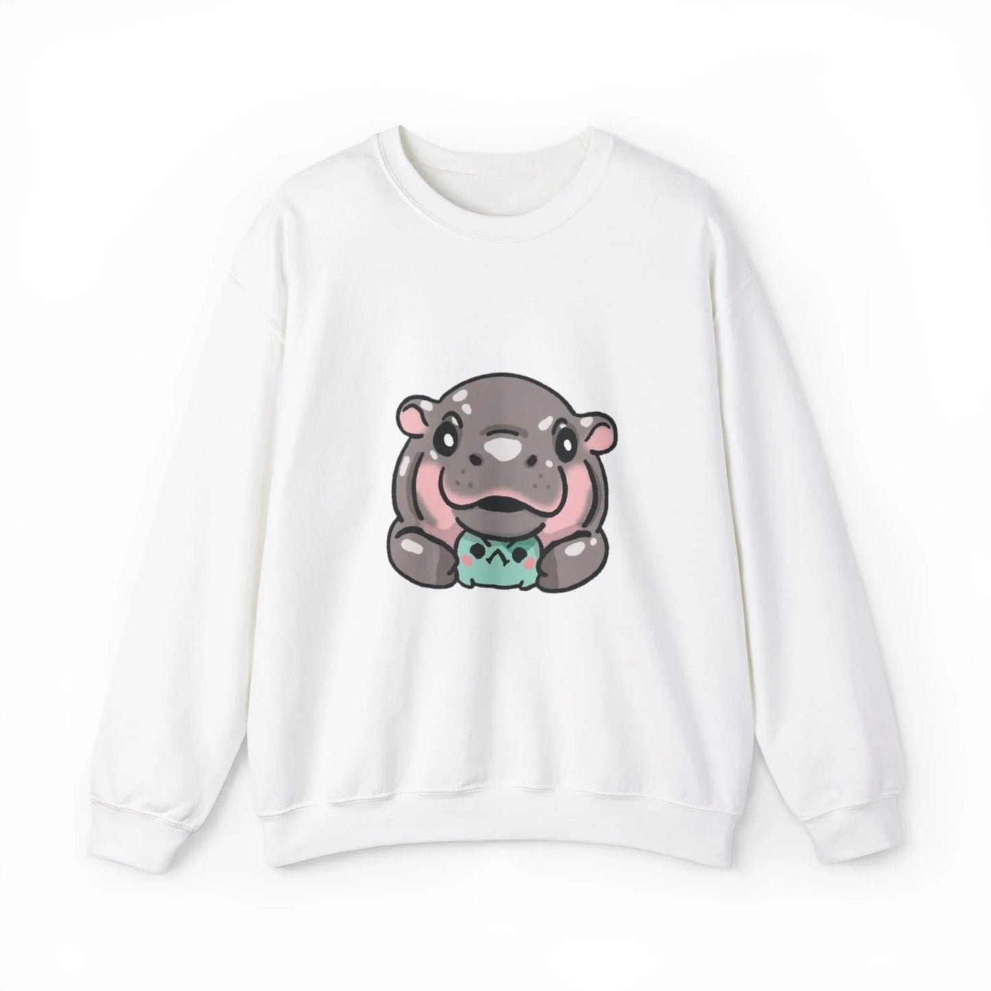 Moo Deng Sweatshirt  Baby Pygmy Hippo Crewneck  Unisex Heavy Blend Graphic Sweatshirt