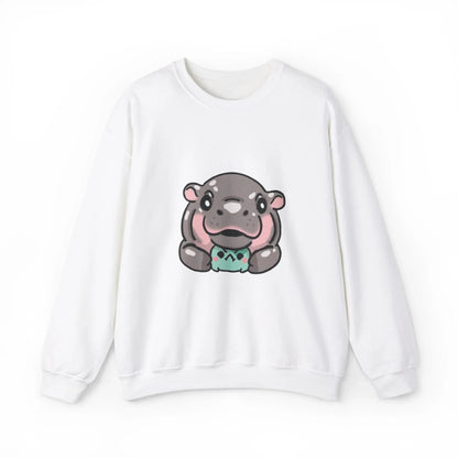 Moo Deng Sweatshirt  Baby Pygmy Hippo Crewneck  Unisex Heavy Blend Graphic Sweatshirt