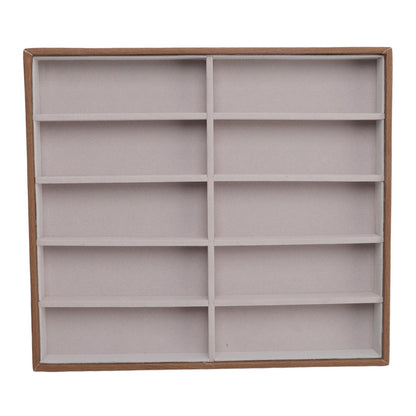 Sunglasses Display Tray PU Wood Grain Sunglasses Storage Case for Home Glasses Store 10 Grids