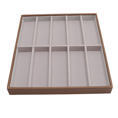 Sunglasses Display Tray PU Wood Grain Sunglasses Storage Case for Home Glasses Store 10 Grids