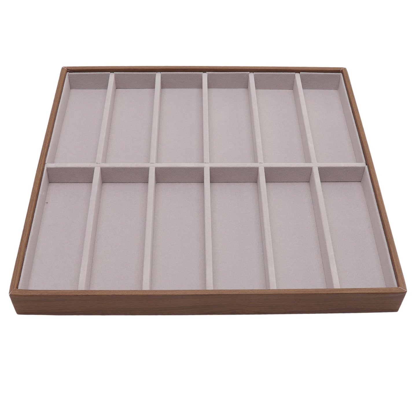 Sunglasses Display Tray PU Wood Grain Sunglasses Storage Case for Home Glasses Store 12 Grids