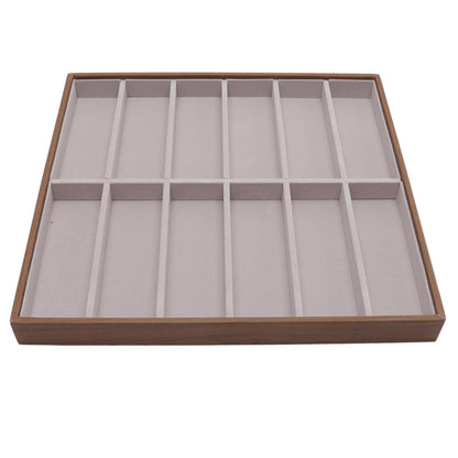 Sunglasses Display Tray PU Wood Grain Sunglasses Storage Case for Home Glasses Store 12 Grids
