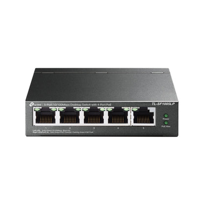 TP-Link TL-SF1005LP 5-Port 10/100Mbps Desktop Switch with 4-Port PoE | Compact Fanless PoE Switch with Extend and Priority Modes for Small Networks