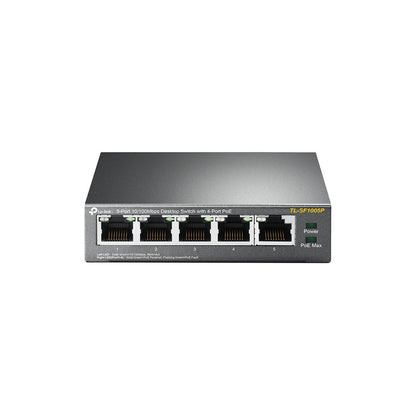 TP-Link TL-SF1005P 5-Port 10/100Mbps Desktop Switch with 4-Port PoE | Compact Plug-and-Play PoE Switch for Small Business and Home Networks