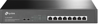 TP-Link TL-SG1008MP 8-Port Gigabit Desktop/Rackmount Switch with 8 PoE+ Ports, 153W Budget, Extend Mode, PoE Auto Recovery – Ideal for SMB, Surveillance, and Smart Home Networks