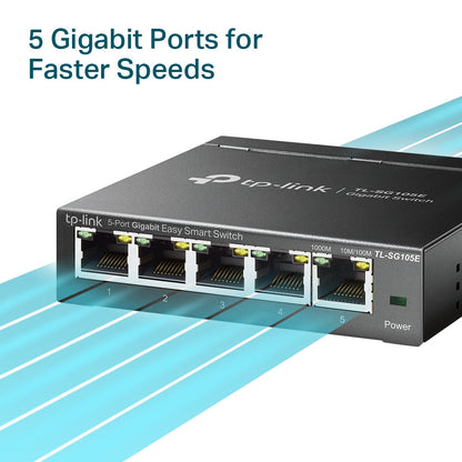 TP-Link TL-SG105E 5-Port Gigabit Easy Smart Switch | Compact Smart Managed Desktop Switch for High-Speed Networking