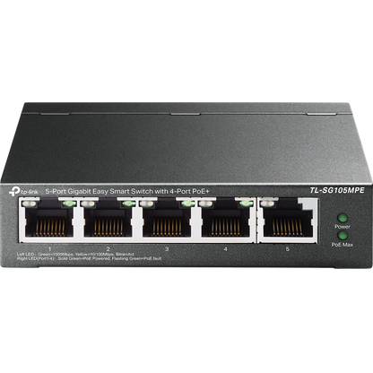 TP-Link TL-SG105MPE 5-Port Gigabit Easy Smart Switch with 4-Port PoE+ | Fanless Design, 120W PoE Budget, VLAN & Web Management