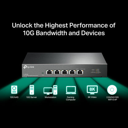 TP-Link TL-SX105 5-Port 10G Multi-Gigabit Desktop Switch | Ultra-High-Speed Networking for Home & Business