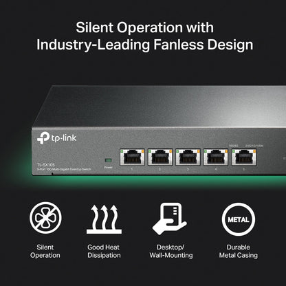 TP-Link TL-SX105 5-Port 10G Multi-Gigabit Desktop Switch | Ultra-High-Speed Networking for Home & Business