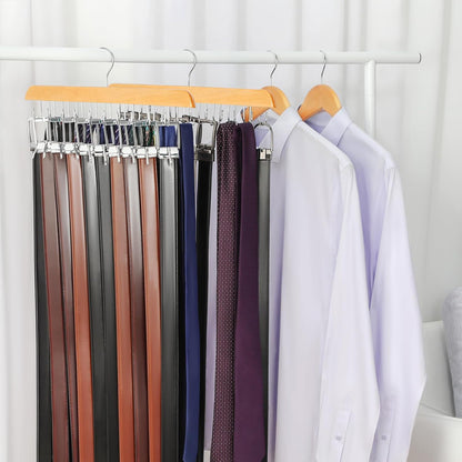 TOPIA HANGER 20 Hooks Belt Tie Hanger Space Saving for Closet, 2 IN 1 Belt Ties Racks Max 30 Belts with 30 Ties Capacity, Curved with Flat Hooks for Belts,Ties,Bras,Closet Organizers and Storage CT69N