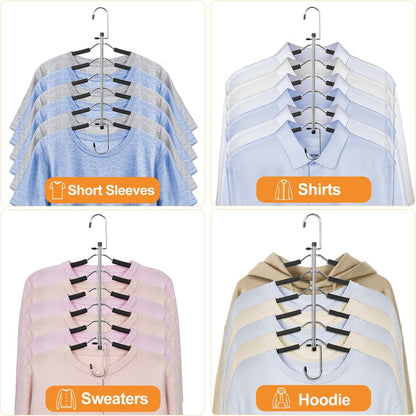 TOPIA HANGER Clothes Hanger Space Saving, 6 Tier Shirt Coat Hangers Space Saving No Bump Shoulder Hangers with No Slip Foam Padded Hangers Closet Organizers and Storage for Men and Women 2 Pack-CT64B