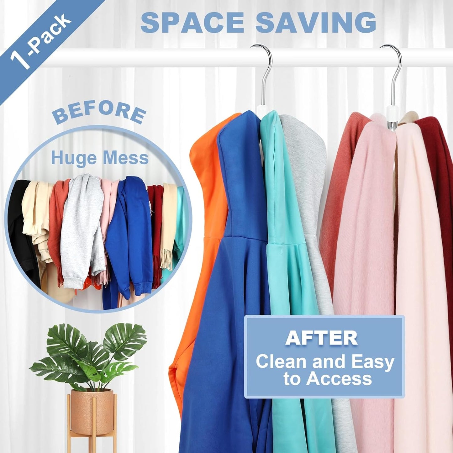TOPIA HANGER Over The Door Hooks for Hanging, Hoodie Hangers