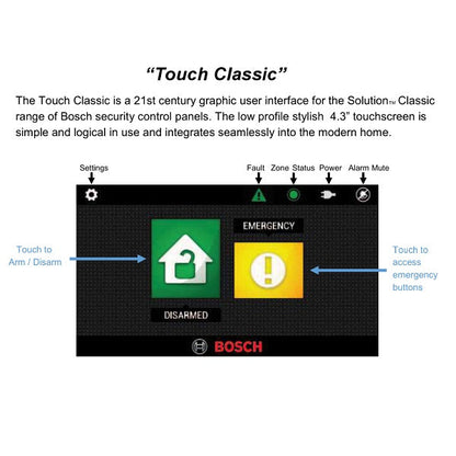 Bosch ICP-CP4TS 4.3” Touchscreen Codepad for Solution Ultima 844/880 Alarm Systems – Entry-Level User Interface with Full Programming Capability