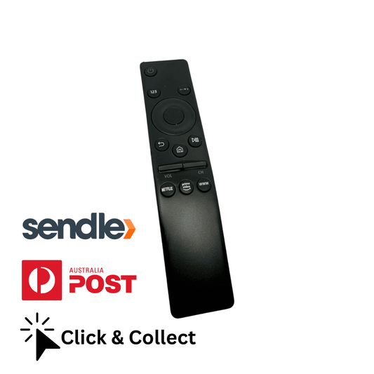 Samsung IR non-voice remote control, black with circular navigation pad and TV buttons