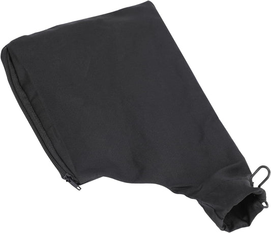 Black dust collection bag with zipper closure and adjustable opening loop