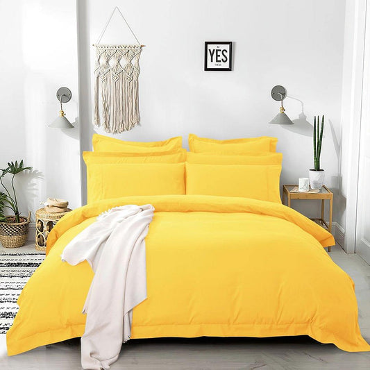 Yellow duvet quilt cover set with matching pillowcases