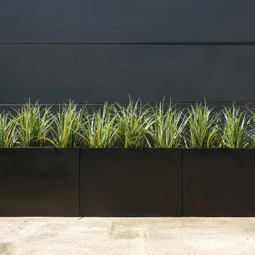 Tall oblong planter, dark gray with open top