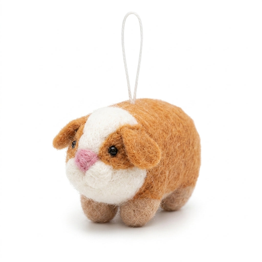 Handmade Wool Felt Guinea Pig Ornament