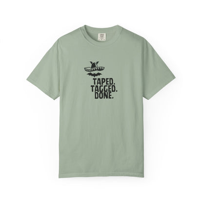 The Midnight Mariachi Taped Tagged Done Graphic Tee  Bat Sombrero Heavyweight Cotton Shirt