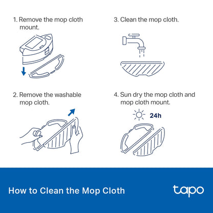 TP-Link Tapo RVA300 Washable Mop Cloth – 3-Pack | Compatible with RV30, RV20, RV10 Series | Reusable & Easy to Install – TAPO-RVA300