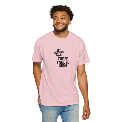 The Midnight Mariachi Taped Tagged Done Graphic Tee  Bat Sombrero Heavyweight Cotton Shirt
