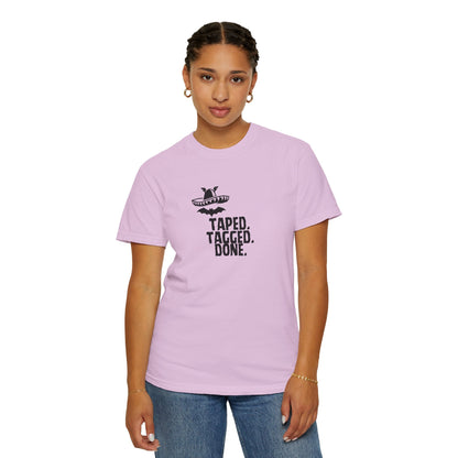 The Midnight Mariachi Taped Tagged Done Graphic Tee  Bat Sombrero Heavyweight Cotton Shirt