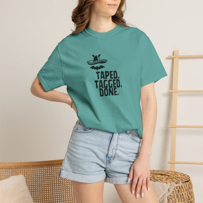 The Midnight Mariachi Taped Tagged Done Graphic Tee  Bat Sombrero Heavyweight Cotton Shirt