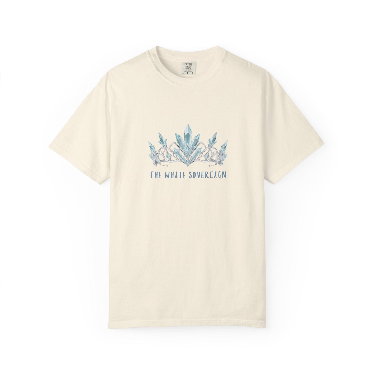 The White Sovereign Blue Seaweed Crown  Tsaritsa Frost Queen Graphic Tee