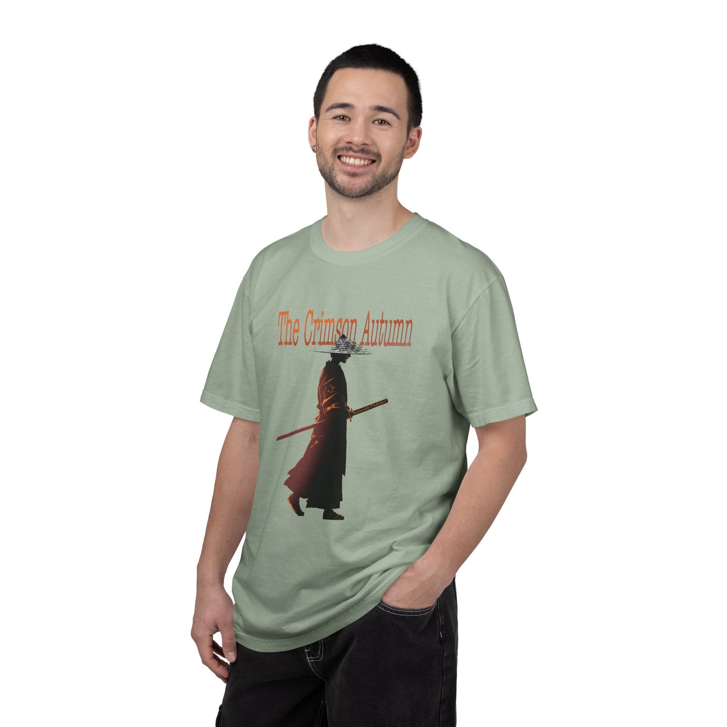 Crimson Autumn Samurai Tee | Distressed Japanese Warrior Shirt