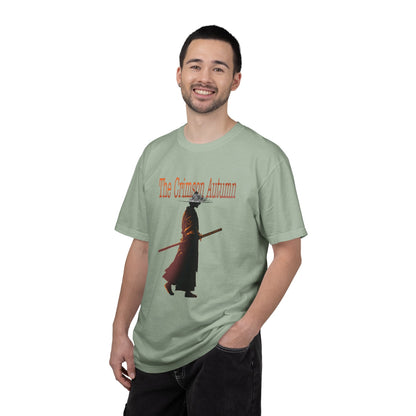 Crimson Autumn Samurai Tee | Distressed Japanese Warrior Shirt