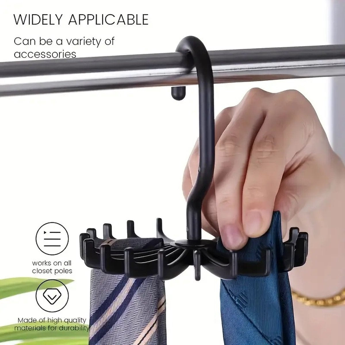 Tie Hanger | Tie Hanger | Tie Organizer | Tie Hook | Hang 20 Ties | Black
