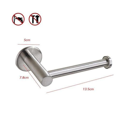 Brushed stainless steel toilet paper holder with mounting bar and end brackets