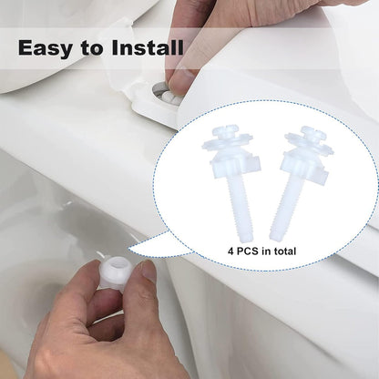 Toilet Seat Hinge Bolt Screw, 4 PCS Universal Plastic Downlock Nuts Toilet Seat Hinge Bolts Replacement Parts for Fixing Top Mount Toilet Seat Hinges