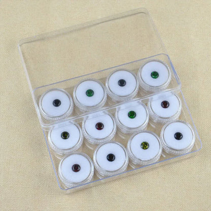 Transparent Round Gemstone Display Box Organizer Case with Lid Storage Packaging - Black