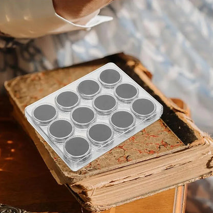 Transparent Round Gemstone Display Box Organizer Case with Lid Storage Packaging - Black