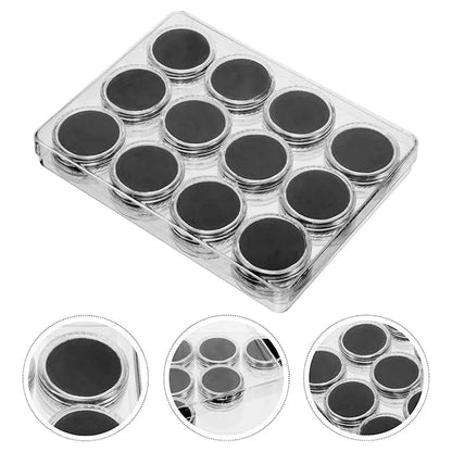 Transparent Round Gemstone Display Box Organizer Case with Lid Storage Packaging - Black