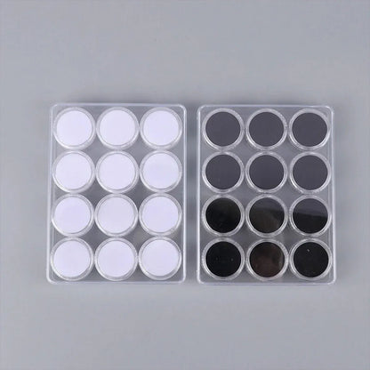 Transparent Round Gemstone Display Box Organizer Case with Lid Storage Packaging - Black