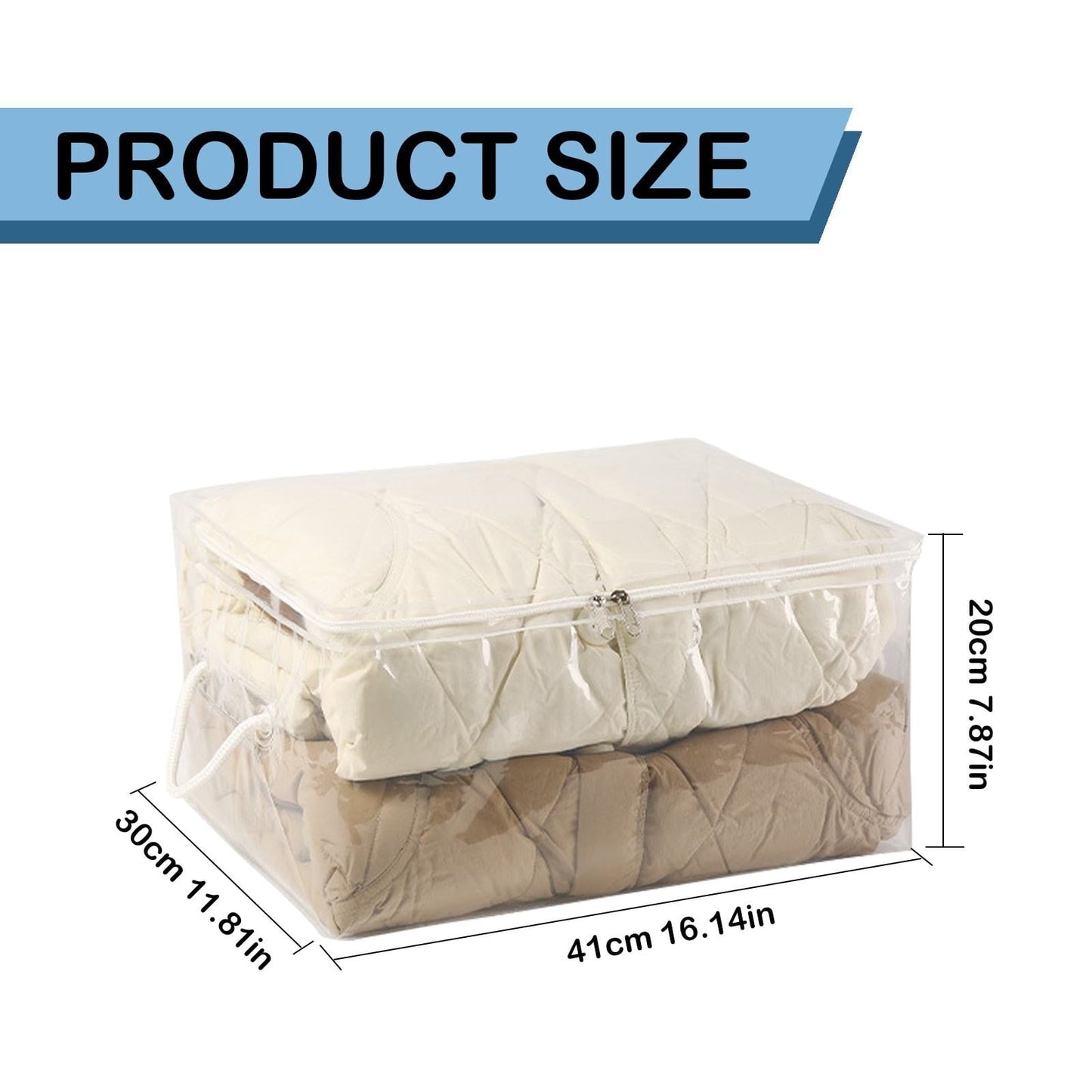 Transparent Zipper Clothing Storage Bag - Heavy-Duty Organizer for Blankets, Linen, Bed Sheets, Clothes & Pillows | Space-Saving Compression Bag Storage for Closet(11.81"DX9.05"WX5.9"H) 16.14"DX11.81"WX7.87"H