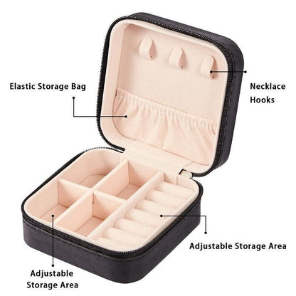 Travel Jewelry Organizer Box Portable Leather Storage Ornaments Ring Earrings - Green (10x10x5cm)
