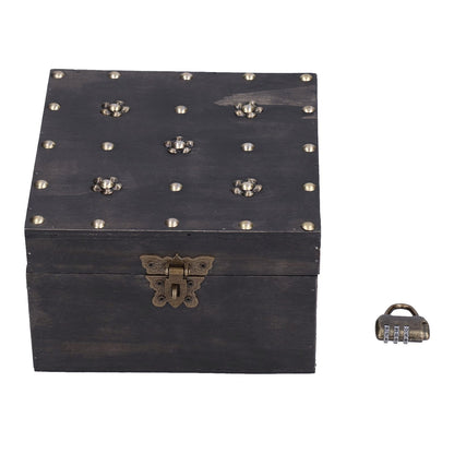 Treasure Props Storage Box with Password Lock Retro Wooden Storage Box for Home Living Room