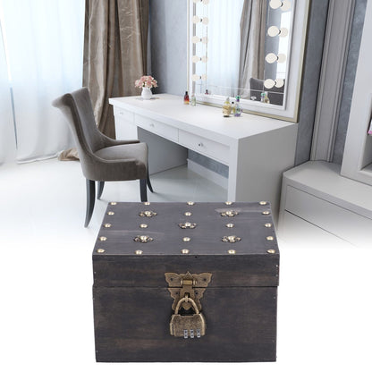 Treasure Props Storage Box with Password Lock Retro Wooden Storage Box for Home Living Room