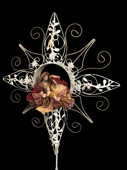 🎄 40cm Holy Family Christmas Tree Topper – Religious Nativity Ornament, Christian Christmas Tree Decoration & Holiday Home Decor ✨