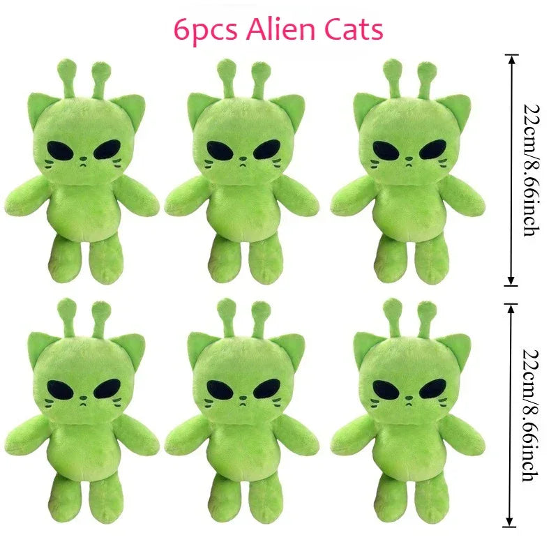 Alien Cat Plush Toy - Handmade Kawaii Green Extraterrestrial Stuffed Animal Plushie Gift