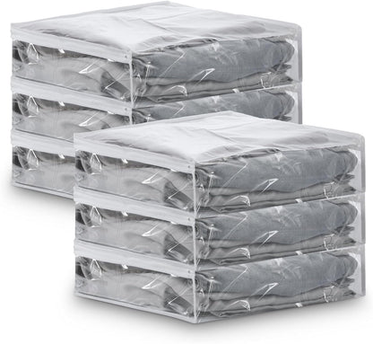 Tutuviw 6 Pcs Clear Vinyl Zippered Sweater Storage Bags,Plastic Clothing Storage Bags with Zipper,Plastic Clothing Storage Bags,Space Saver Comforter Clear Storage Bags,Cube Organizer